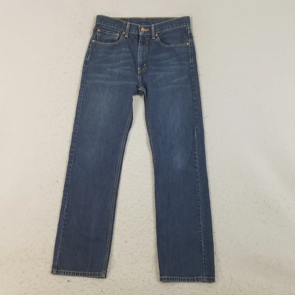 Levi's Jeans Mens 32x32 Blue 505 Straight Leg Dark Wash 100% Cotton Denim